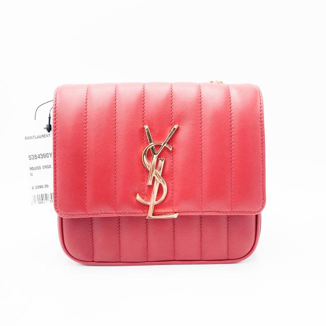 Saint Laurent Vicky Women's Small Quilted Red Leather Shoulder Bag - image 5