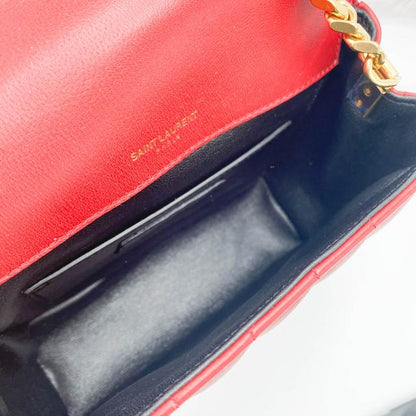 Saint Laurent Vicky Women's Small Quilted Red Leather Shoulder Bag - image 9