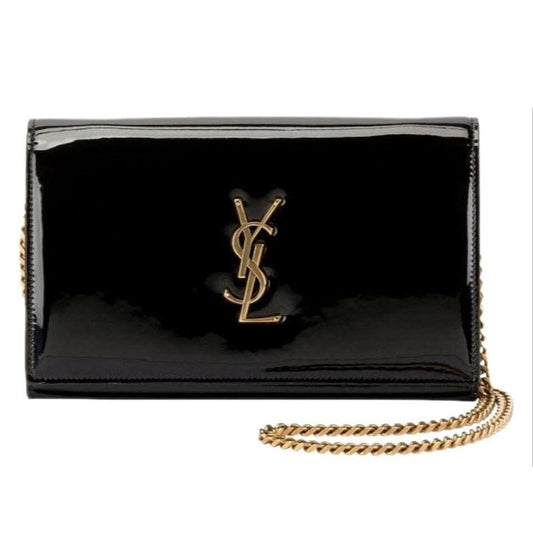 Saint Laurent Wallet on Chain Monogram Kate Monogram Ysl Black Patent Leather Shoulder Bag - photo 1