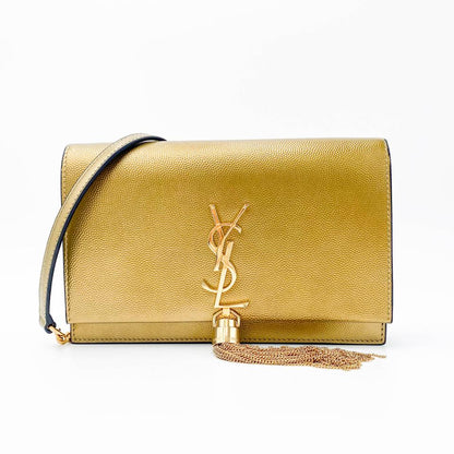 Saint Laurent Wallet on Chain Monogram Kate Ysl Monogram Metallic Tassel Gold Leather Cross Body Bag - image 3