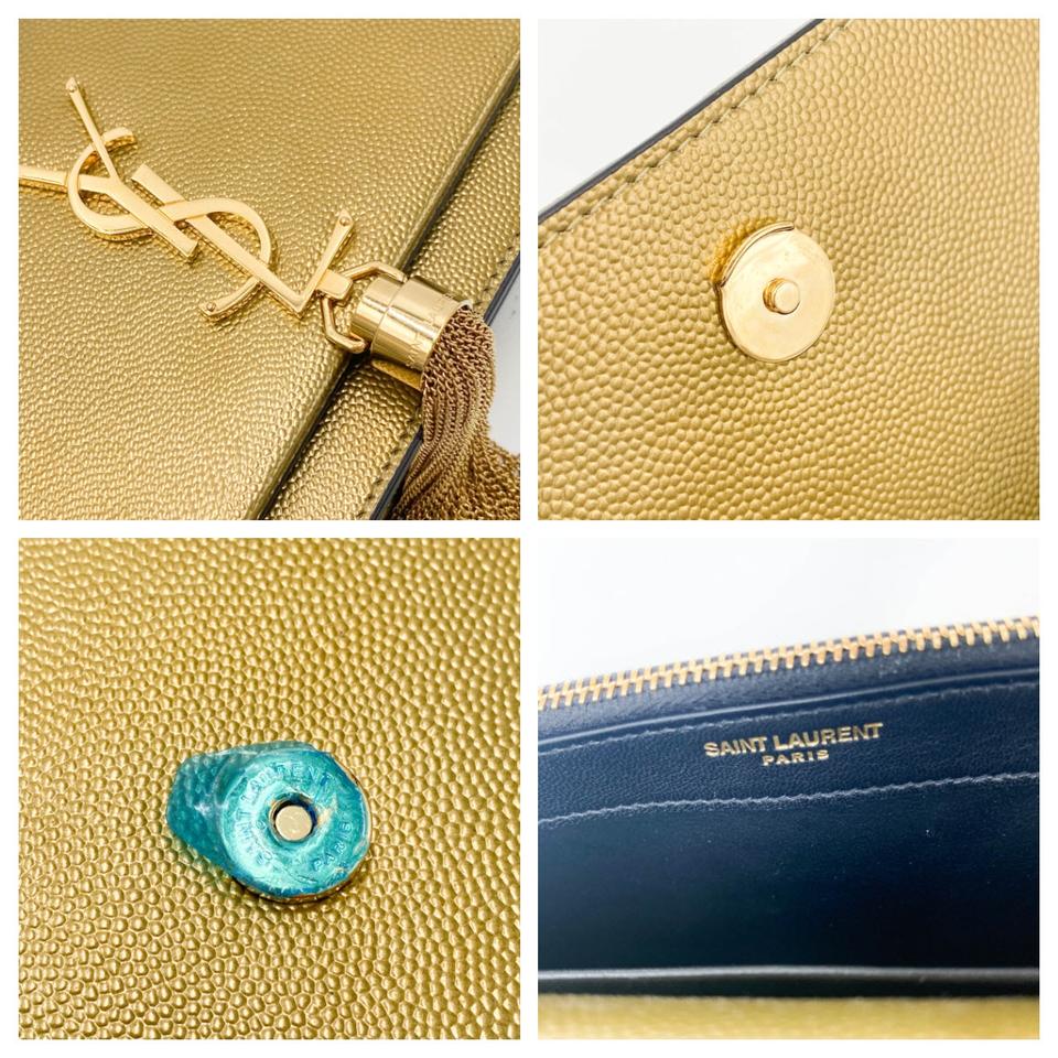 Saint Laurent Wallet on Chain Monogram Kate Ysl Monogram Metallic Tassel Gold Leather Cross Body Bag - image 10