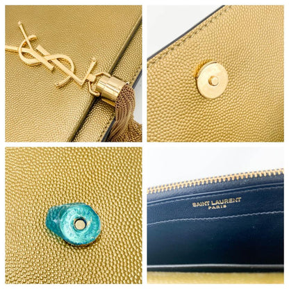 Saint Laurent Wallet on Chain Monogram Kate Ysl Monogram Metallic Tassel Gold Leather Cross Body Bag - image 10