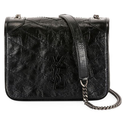 Saint Laurent Wallet on Chain Niki Ysl Monogram Vintage Calfskin Black Leather Shoulder Bag - image 1