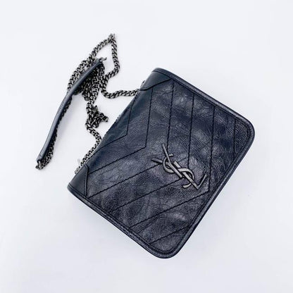 Saint Laurent Wallet on Chain Niki Ysl Monogram Vintage Calfskin Black Leather Shoulder Bag - image 8
