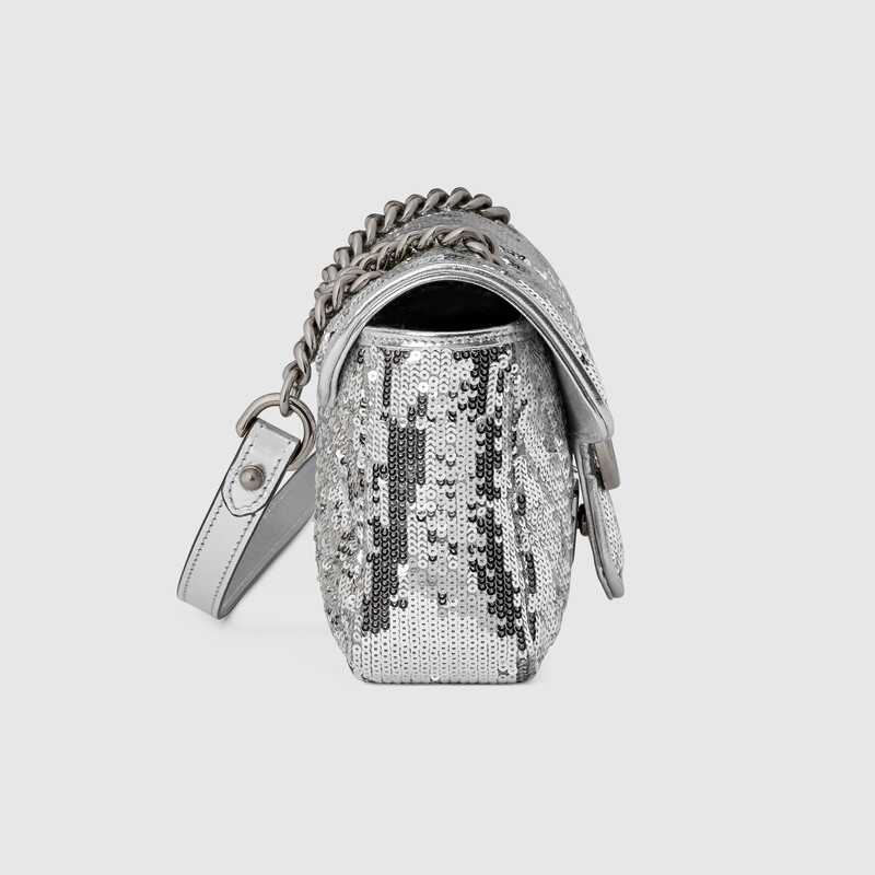 GG Marmont mini sequin shoulder bag Silver Leather - image 4