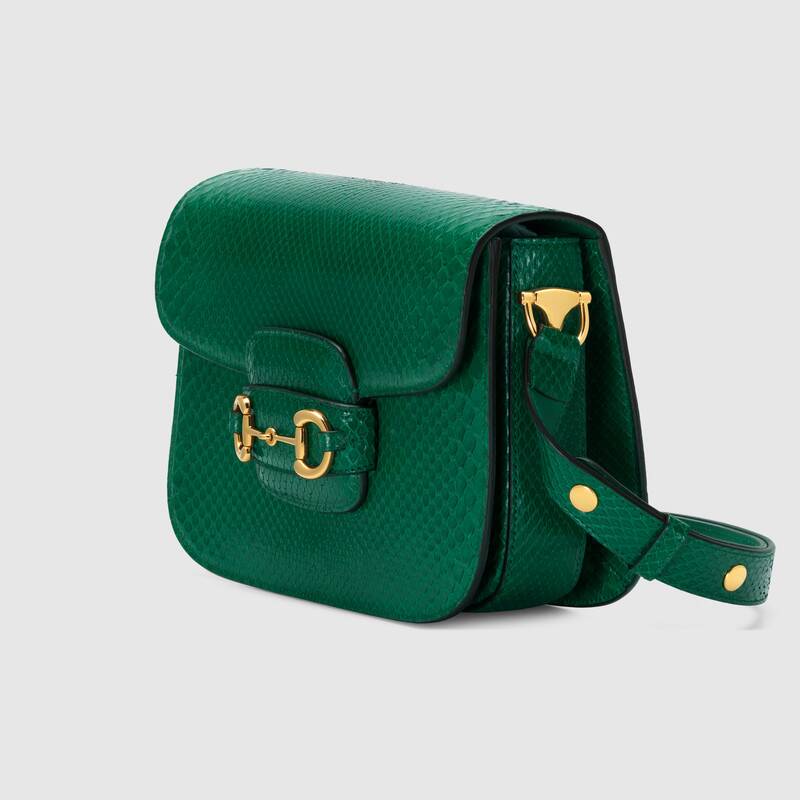 Gucci Horsebit 1955 anaconda small shoulder bag Emerald green anaconda - photo 2