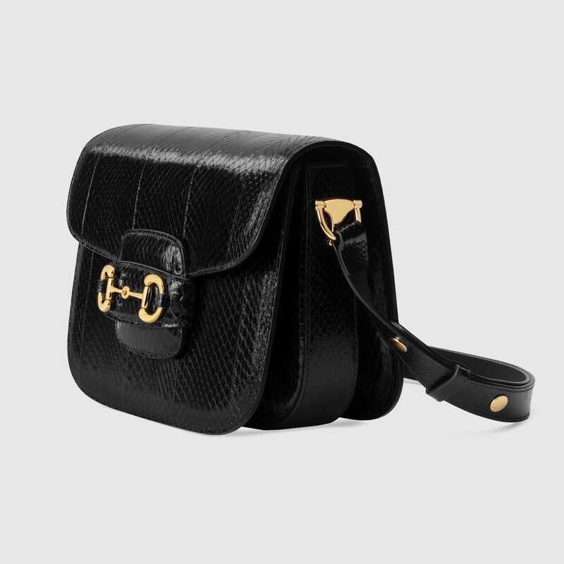 Gucci Horsebit 1955 Snakeskin Shoulder Bag Black Snakeskin - photo 2