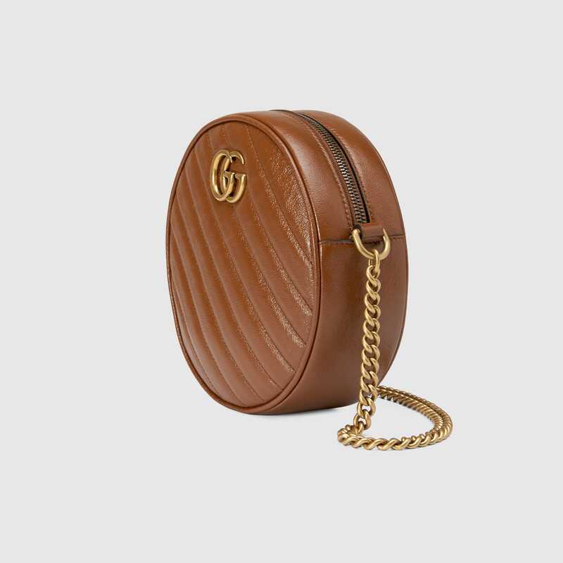 GG Marmont mini round shoulder bag brown leather - image 2