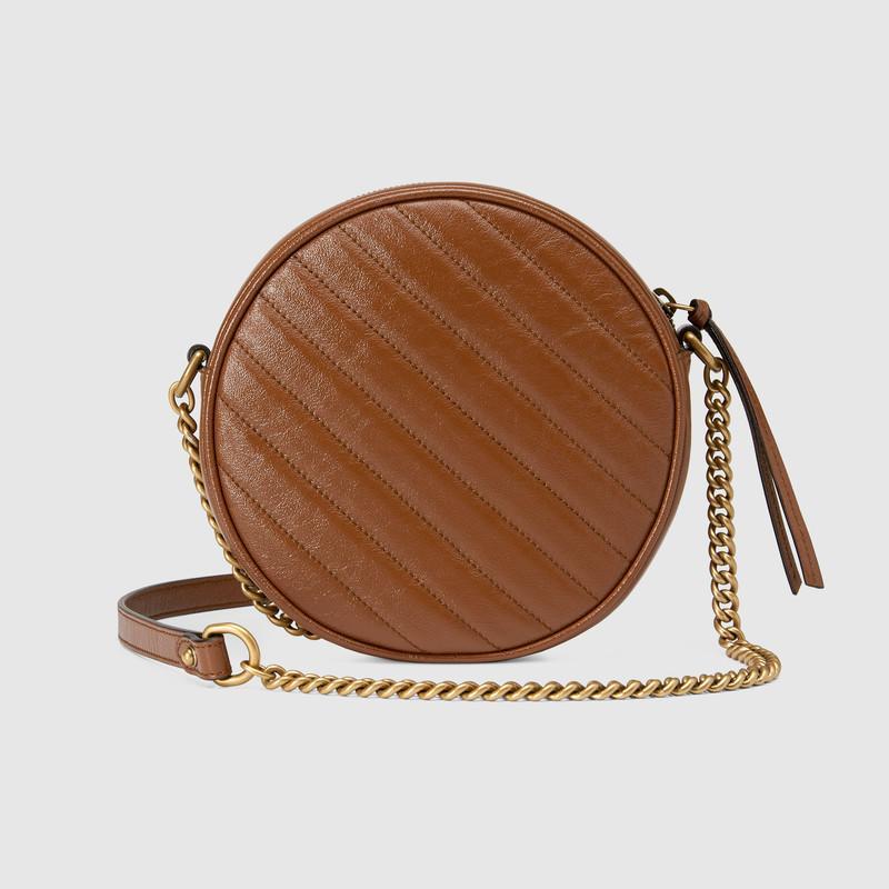 GG Marmont mini round shoulder bag brown leather - image 3