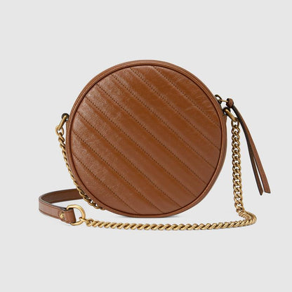 GG Marmont mini round shoulder bag brown leather - image 3
