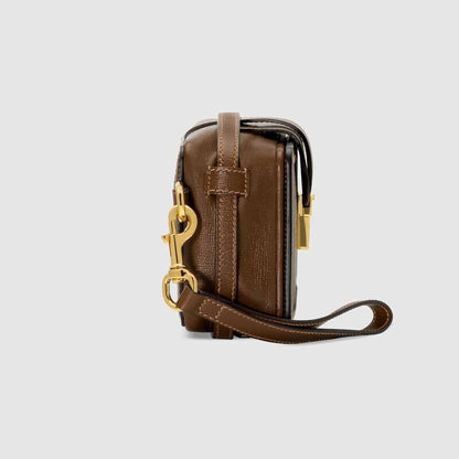 Gucci GG mini bag with clasp closure Brown leather - photo 4